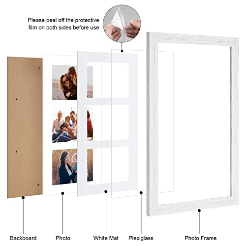 Ksroecud 8X14 Collage Frame With 3 Openings 4X6 Pictures, Multiple Picture Frame With Mat, Wall Or Tabletop Decor, White Wood Grain,2 Pack #TOP1