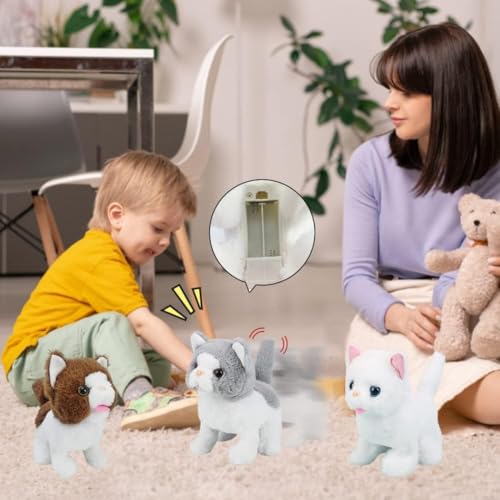 Image of Hopping Walking Cat Toy with Sounds, Walking Cat Wiggling Tail, Twitching Mouth and Nose, Educational Interactive Cat Toy for Baby Kids