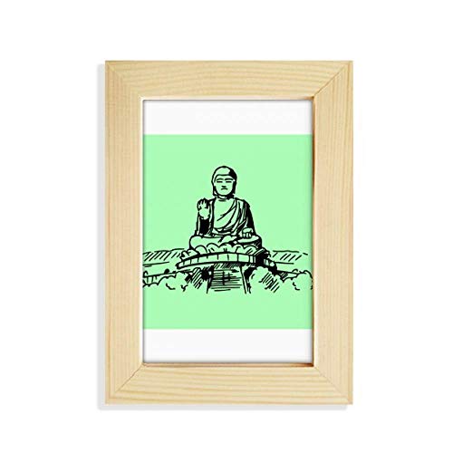 仏像シルエット デスクトップの木製のフォトフレーム画像芸術絵画5 x 7インチ