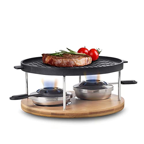 Artestia Non-Stick Cast Aluminum Grill Plate, Smokeless Indoor Table Grills With Bamboo Platter, Tabletop Cooker For Bbq Party, Cook Meat, Viggies, Two Rechauds #TOP17