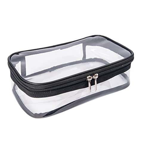 Portable Zippered Transparent Vinyl Travel Cosmetic Bag Clear PVC Makeup Kits Organizer Utility Pouch See Through Plastic TSA Approved Toiletry Carry Pouch