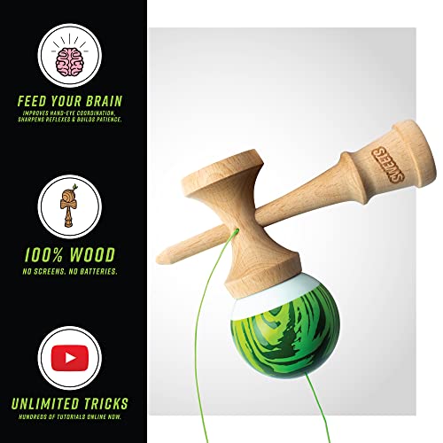 Image of Sweets Kendamas Grain Split Boost Kendama, Improves Hand Eye Coordination, Reflexes, Premium Skill Toy, Extra String Accessory Gift Bundle (Veggie)