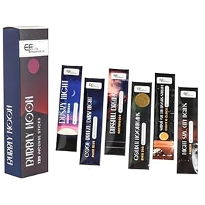Aromatic Handmade Natural Incense Sticks – Set of 6 Insenses (120 Sticks) – Ideal for Home, Meditation, Yoga, Relaxation – Boho Gift Set (Bubbly Moon)