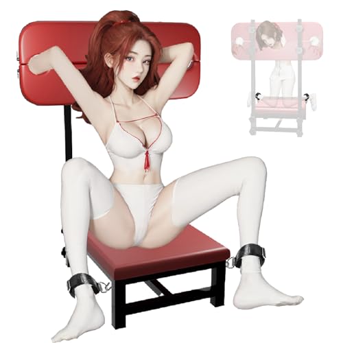 AIEYAMG BDSM Sex Stool with Bondage Handcuffs, Ankle and Neck Cuffs, Sex Bondage Furniture for Couples or Multiple People, Adult Sex Chair for Toning or Taming