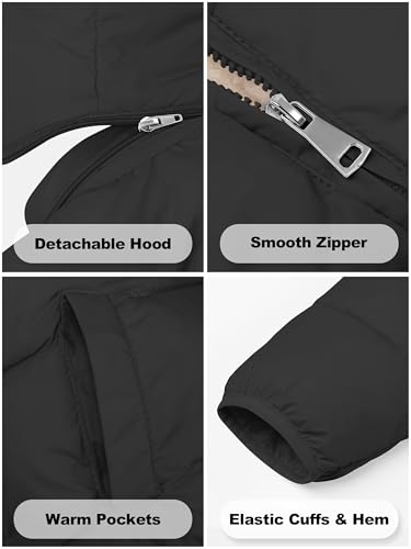 AlisOker Baby Toddler Boys Girls Winter Coat Puffer Jacket Thicken Warm Fleece Outerwear with Hood Pocket for Kid 18M-6 Years