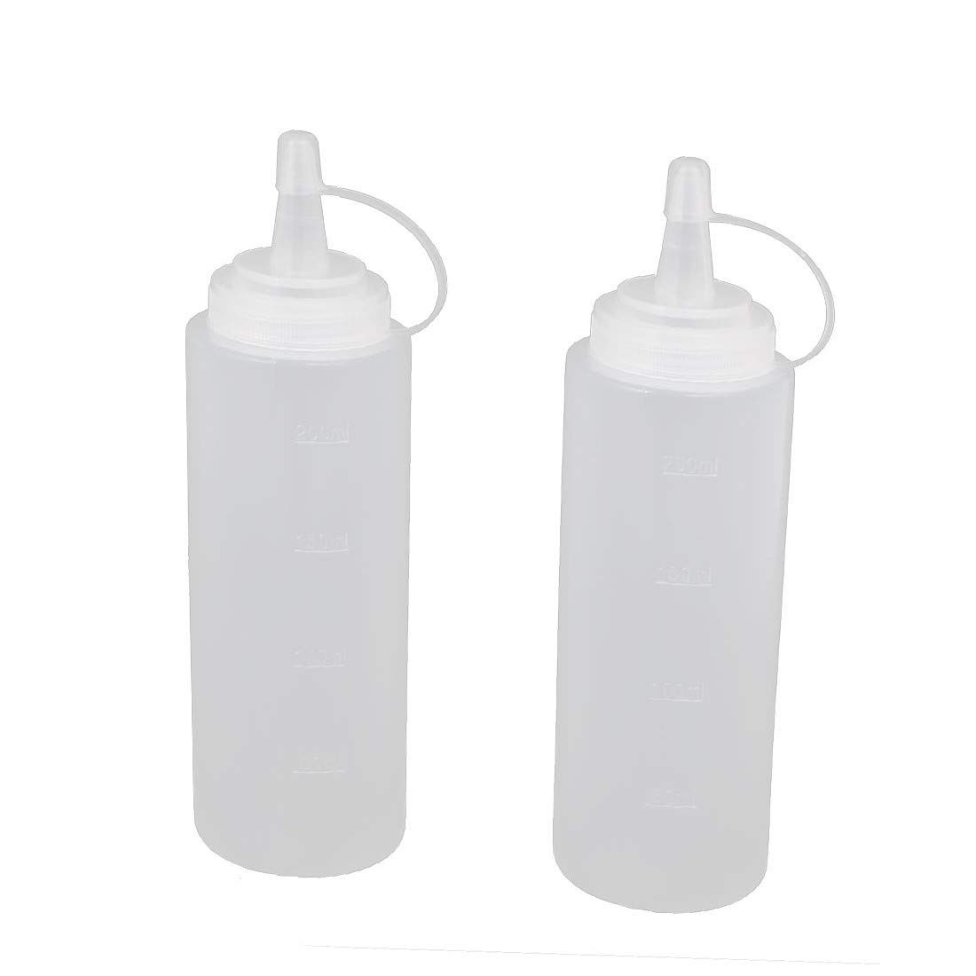 New Lon0167 2Pcs 200ml 8oz Clear Kitchen Plastic Squeeze Bottles Condiment Ketchup Mustard Oil Salt(2 Stücke 200 ml 8 Unzen Klar Küche Kunststoff Squeeze Flaschen Würze Ketchup Senföl Salz