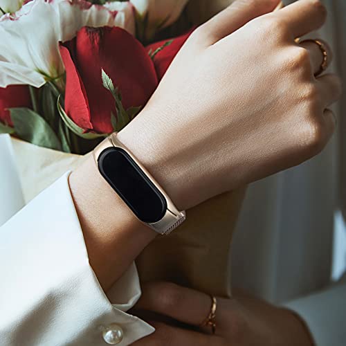 Image of Tobfit Magnetic Strap Compatible for Xiaomi Band 5 /6 (Watch Not Included), Stainless Steel Chain Strap with Magnetic Buckle, Sport Replacement Watchstrap for Women Men