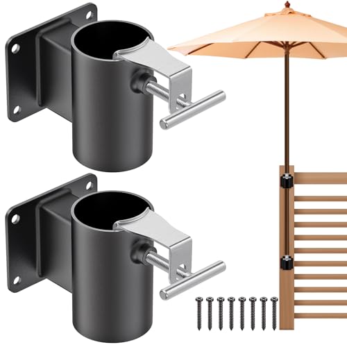 Lifeswell Support de Parasol Robuste pour poteaux de 2,5 à 5,1 cm, Design Peu encombrant, Support Plat sûr et Robuste pour Balustrade de terrasse, Balcon, Cour extérieure, clôtures
