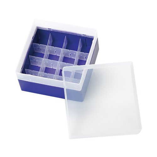 PP Storage Box for 28mm OD EPA Vials (Purple), 130 x 130 x 102mm, 16 Position, ea. (2821 2428)