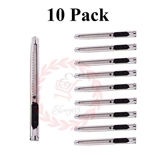 EBuyers Stainless Steel Retractable Utility Knife, Set of 10, 5.1 inches Hobby Knife