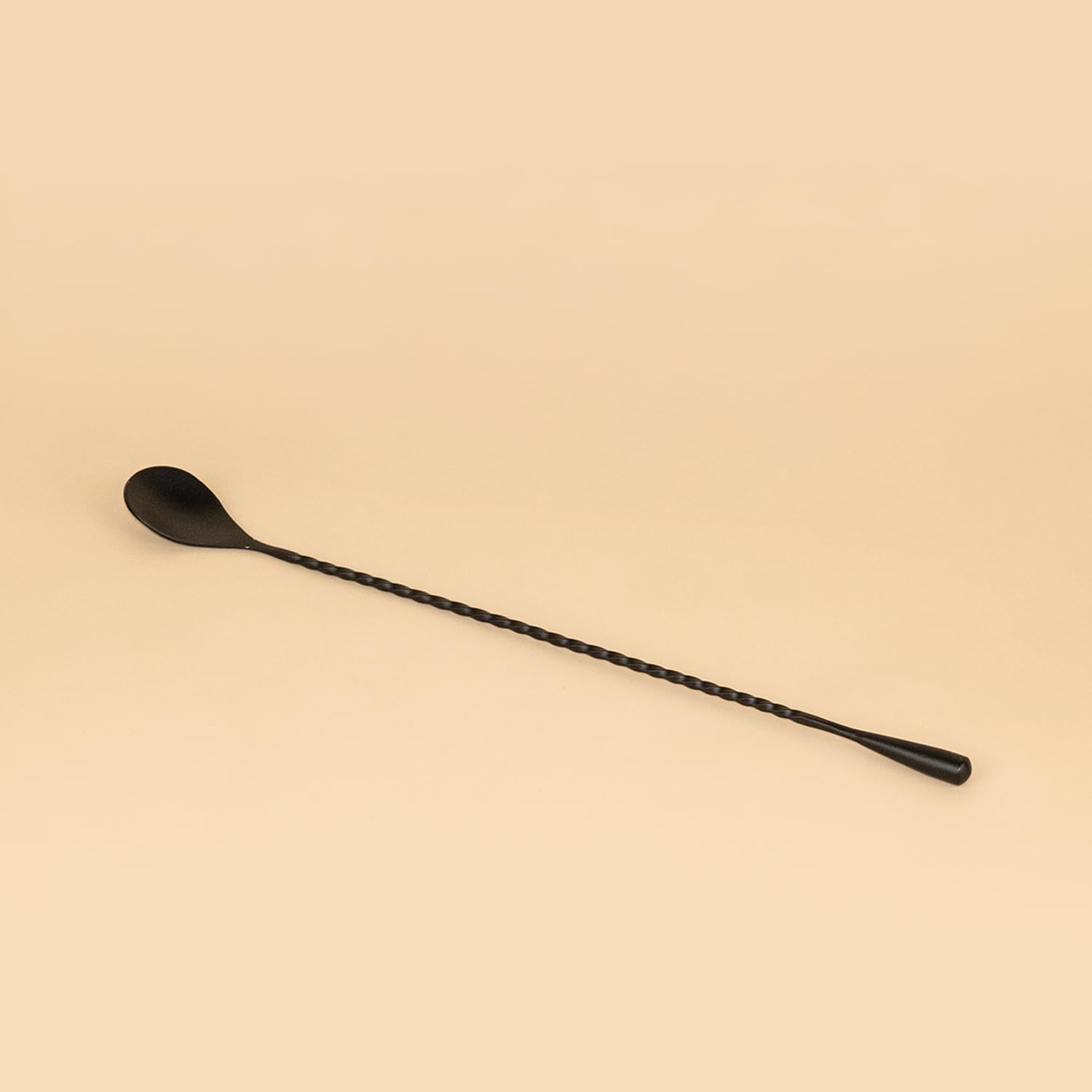 Swadeshi Desire™ Stainless Steel Bar Spoon/Professional Cocktail Stirring Spoon with Teardrop Twisted Handle – Long Bar Stirrer for Mixing Cocktails, Durable Bartender Tool (1, Black) 30cm