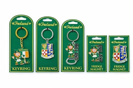 Juego de 5 llaveros de metal e imanes para nevera, diseño de duende y escudo irlandés, acabado esmaltado, recuerdos de viaje | Ya disponible en tu tienda friki favorita! En mundofriki.es!
