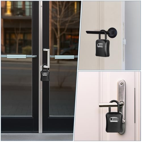 AoyfuwellSchlüsseltresor mit Bügel,Schlüsseltresor mit Zahlencode,Schlüsselsafe Aussen Outdoor Schlüsselbox mit Code 4 Stellig,Schlüsselkasten,Wasserdichter Schlüsselversteck fürDraußen Zuhause Garage