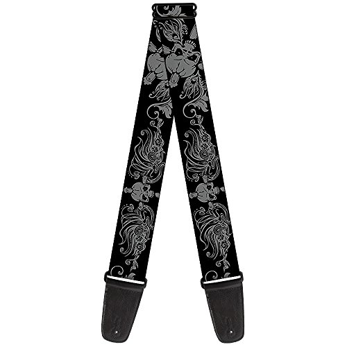 Buckle-down Gs-w31942 Gris Tête de mort Croix Design artistique sur noir Sangle de guitare - Les Beatles, Paul McCartney, John Lennon, RIngo Starr, George Harrison Buckle-down Gs-w31942 Gris Tête de mort Croix Design artistique sur noir Sangle de guitare