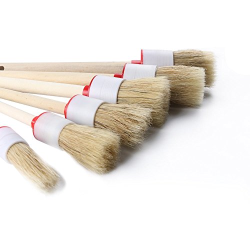 COCODE 11Pcs Auto Detailing Brush Set for Cleaning Wheels, Interior, Exterior, Leather, Including 6pcs Natural Boar Hair Detail Brush, 2pcs Automotive Air Conditioner Cleaner Brush and 3pcs Wire Brush