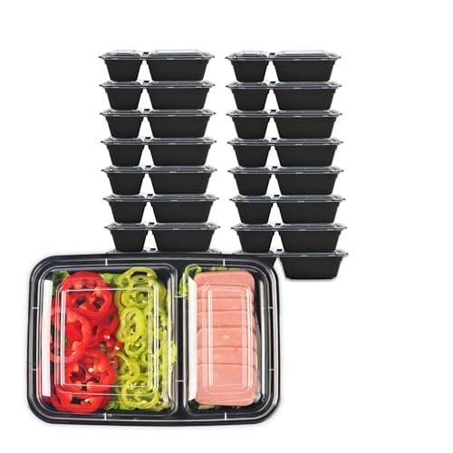 Image of LOKATSE HOME Meal Prep Container Microwave Safe 16 Pack 2 Compartment with Lids, Stackable Bento Box, Food Storage Reusable, BPA Free, Freezer, Dishwasher Safe (32 oz)