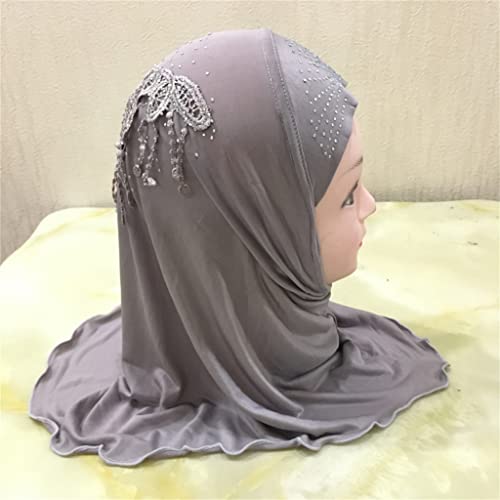Amira Hijab With Lace On Back Fit 2-7 Years Old Girl Pull On Islamic Scarf Head Wrap4