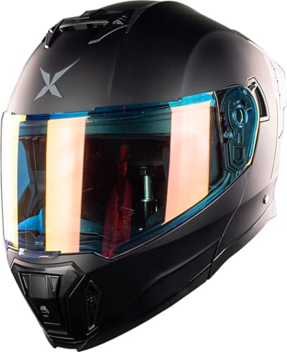 KOV Casco X Mamba Negro Mate abatible para Moto con Mica Night Vision Certificado Dot y ECE (M)