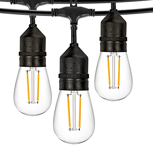 LED Outdoor String Lights, 2w Shatterproof Patio Backyard, Upgrade 2200K Warm Light Ambience,Commercial Grade Weatherproof Outdoor Lights,Heavy-Duty Decorative Café Porch,Bistro Garden,Trees