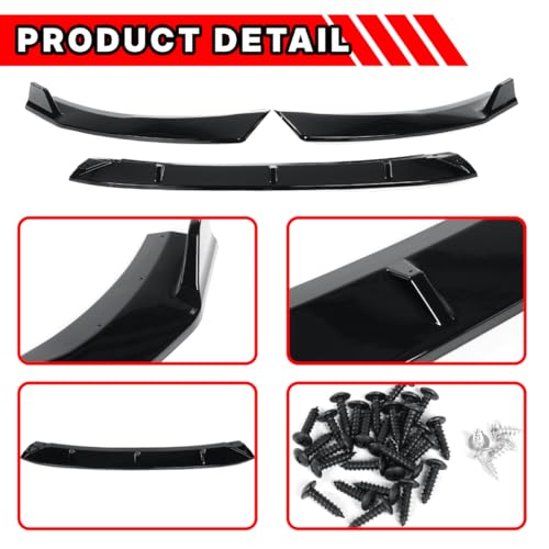 Front Bumper Lip Fit for Kia K5 GT-Line 2020-2025,3 PCS Front Bumper Lip Body Kit Spoiler Compatible with 2020-2025 Kia K5 GT Line Front Splitter, Gloss Black - Image 4