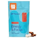 Neuro Energy & Focus Gum - 40mg Natural Caffeine Gum & Nootropic Energy Supplement with L-Theanine & B Vitamins - Sugar Free, Vegan - Cinnamon, 90ct