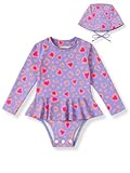 Maiô infantil Menina Manga Longa Proteção Uv Com Chapéu Babadinho (BR, Idade, 3 Anos, Lílas)
