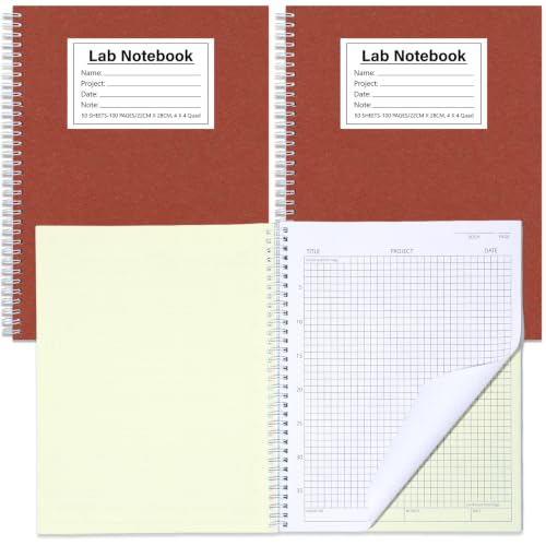 Cahier de laboratoire de chimie à reliure métallique et pages quadrillées