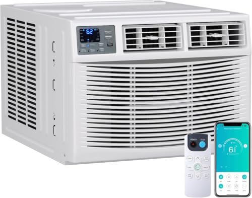 JustSmart 18000 BTU Window Air Conditioner Cools up to 1000 Sq. Ft 4-in-1 Window AC Unit with Cooler Heater Dehumidifier & Fan WiFi Remote Control & Installation Kit for Rooms