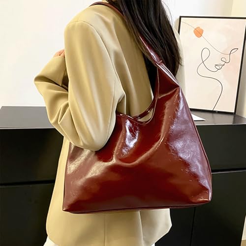 Slouchy Shoulder Bag 20s Large Hobo Bags for Women Soft Patent Leather Casual Tote Purse Casual Slouchy Hobo Bags 20252