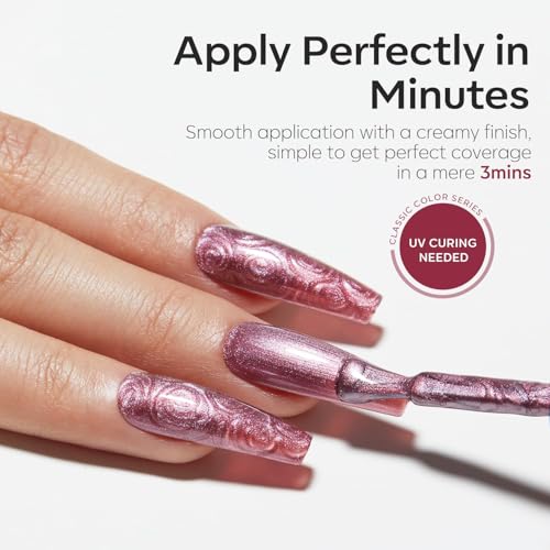 Image of modelones Glitter Gel Nail Polish Pastel Red Gel Nail Polish Soak-Off UV Gel Polish - 28+ Days Long-Lasting Salon-Quality Nail Art DIY Manicure & Gift 15ML
