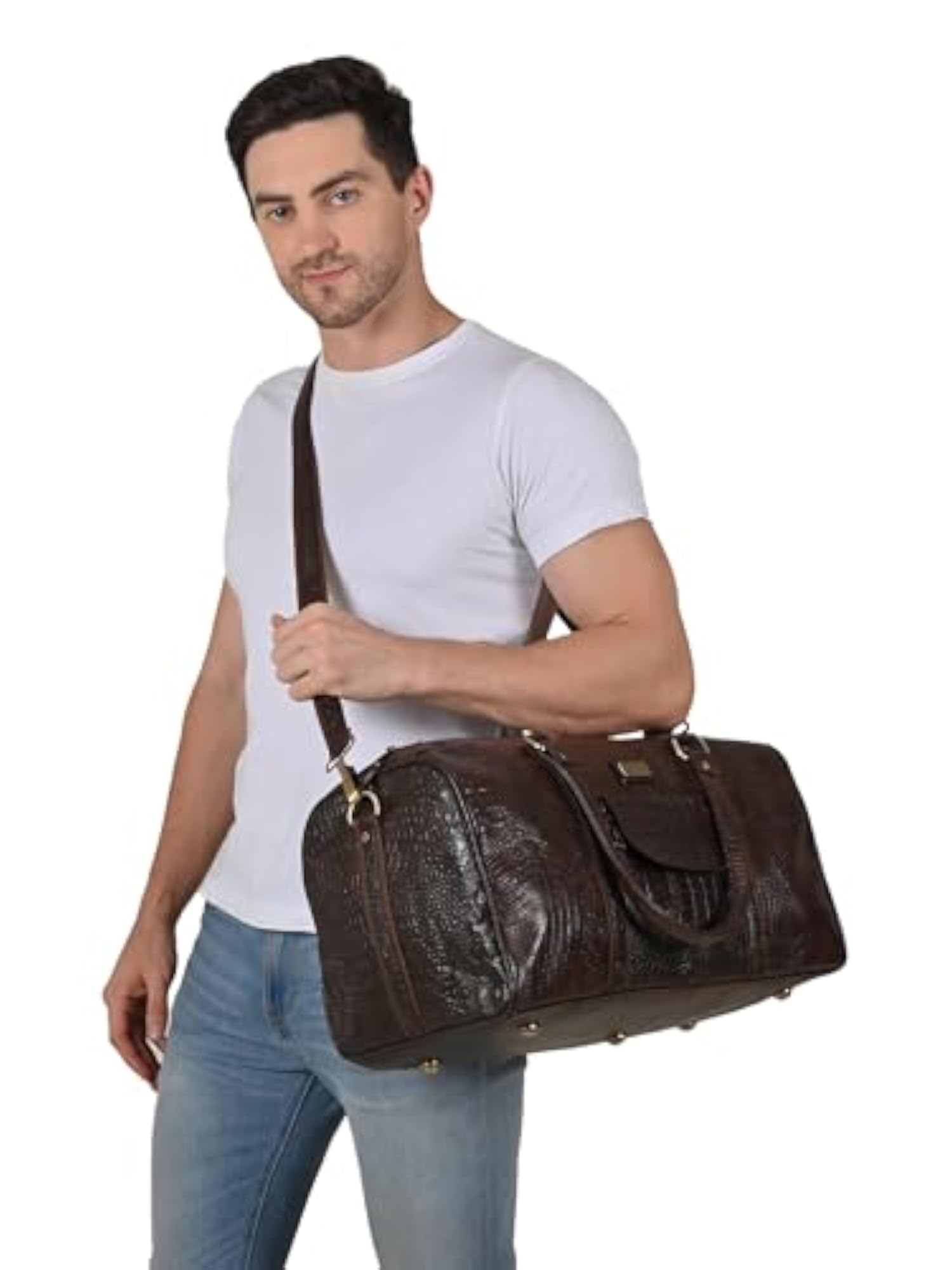 Premium Leatherette Travel Gym Weekender Duffle Bag, Large Capacity