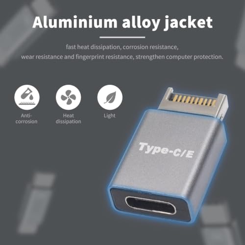 Image of USB Type- E to Type- C Front Panel Adapter USB 3.1 /3.2 Motherboard Internal Adapter Converter for PC, 10Gbps Speed Type-E Male to USB-C Female Connector, Aluminum Alloy Shell (Pack of 1)