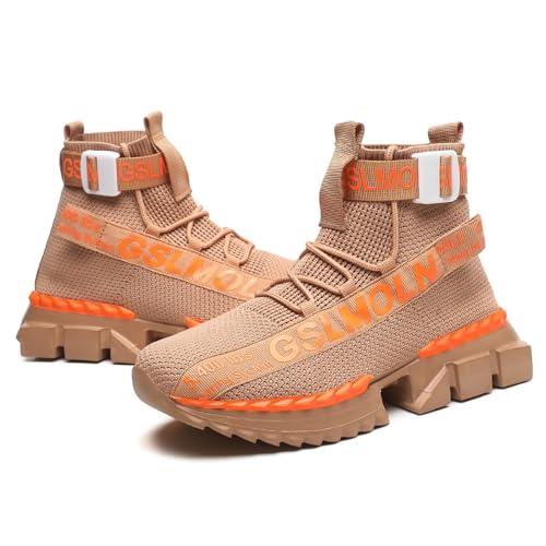 Image of Jakcuz Men's High Top Sneakers Plus Size Breathable Gym Athletic Running Walking Tennis Comfortable Fashion Platform Shoes