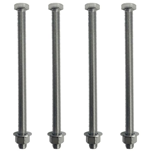 Boulons à tête hexagonale 1/2"-13 x 8 en acier inoxydable 304 avec écrous et rondelles x10