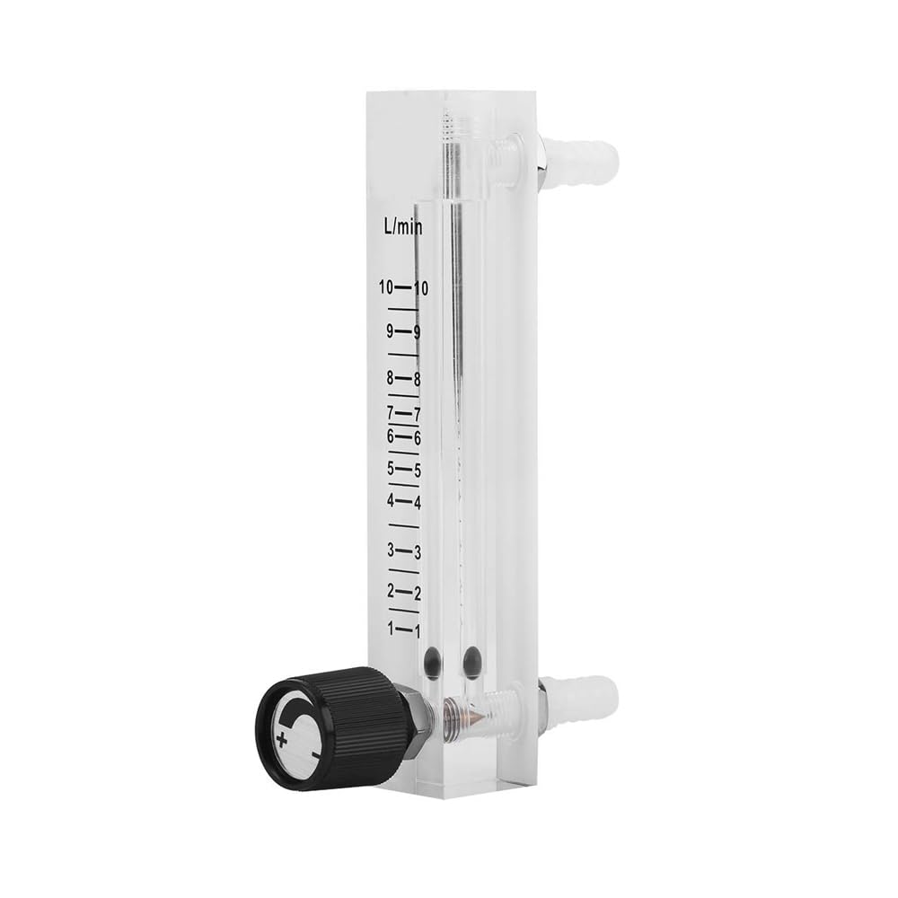 Débitmètre LZQ-7 avec vanne de régulation Débitmètre 1-10 LPM pour Mesure unidirectionnelle du débit d'air et d'oxygène de gaz avec barbillons de 8 mm pour Applications industrielles