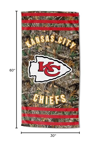 Image of Northwest NFL Kansas City Chiefs Unisex-Adult Beach Towel, 30 inch x 60 inch, Realtree Camo Stripes