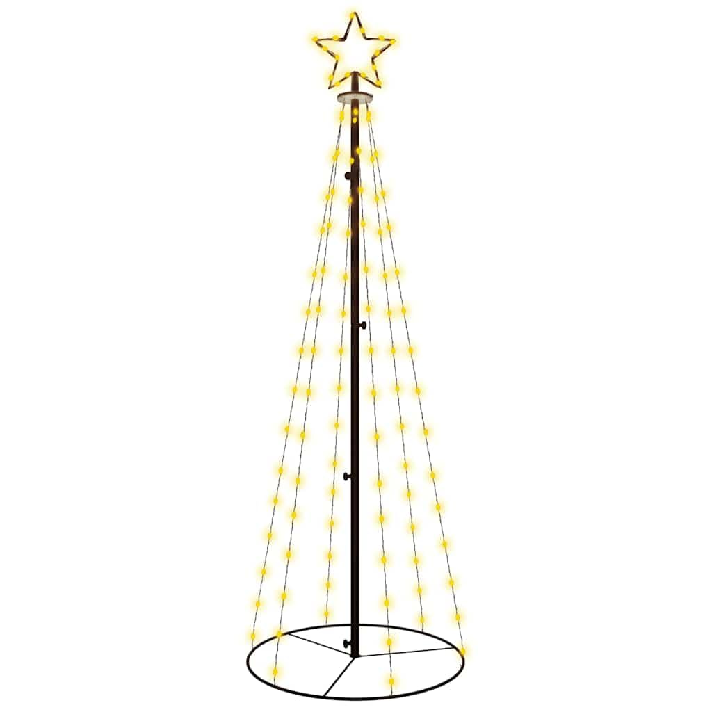 vidaXL Árbol de Navidad Cónico 108 LED Iluminación Navideña Festival Adorno Decoración Jardín Patio Exteiror Interior Blanco Cálido 70x180 cm