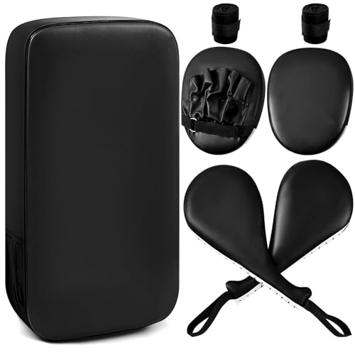 Poen 7 in 1 Taekwondo Kick Pad Boxing Training Equipment Punching Mitts Martial Arts Training Equipment Wrist Band Adjustable Soft Training Pads Set for Karate Muay Thai MMA Training