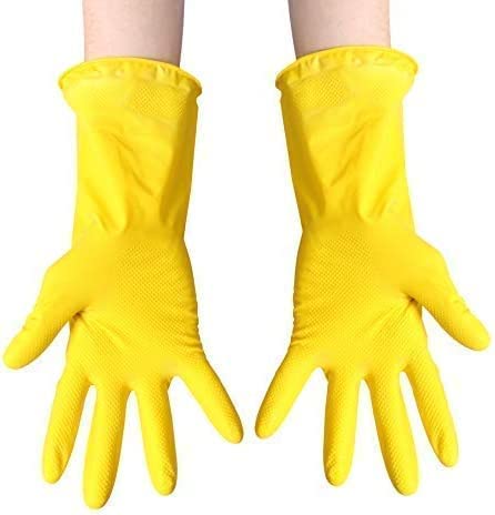I LOVE 멋진 드레스 세탁용 장갑 초대형 노란색 고무 세탁용 장갑 12