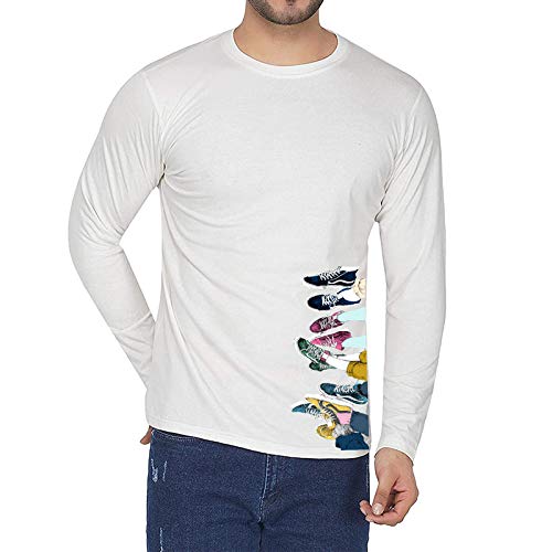 Sudiksha Ecom Pure Cotton Full Sleeves Round Neck Mens Tshirt White Color