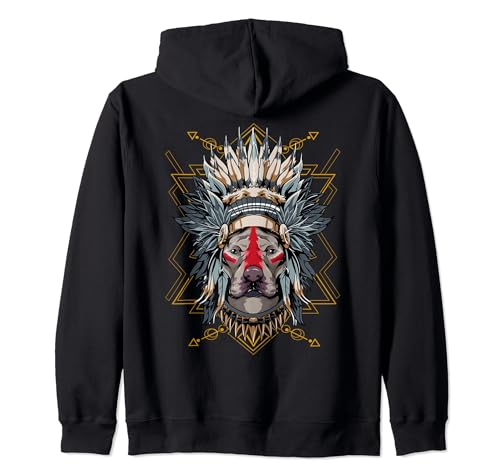 Chieftain Pitbull Dog Tribal Chief Leader Indian Tocado Sudadera con Capucha