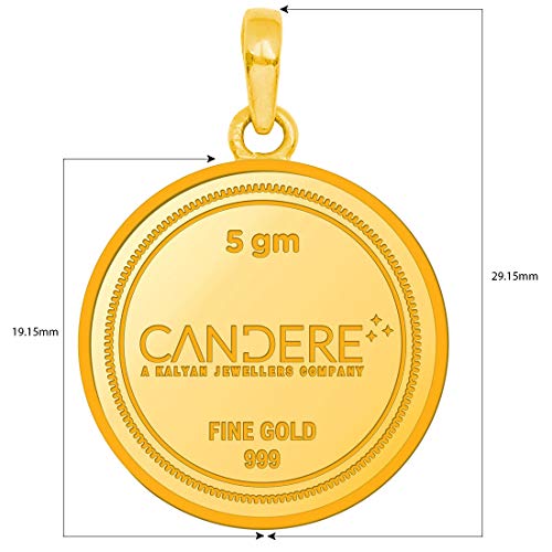 Candere by Kalyan Jewellers 5.40 Gms 24k (999) Yellow Gold Swastik gold coin Pendant for Women - Image 3