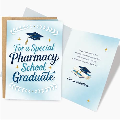 RYYike Graduation Card for Pharmacy School Grad, Pharmacy School Graduation Congratulations Card for Him Her
