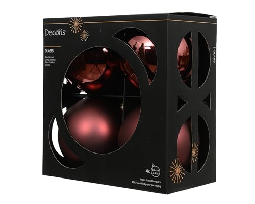 Kaemingk Weihnachtskugeln Glas 10cm 4 Stück - matt & glänzend - Große Christbaumkugeln Weihnachtsbaumkugeln für Weihnachten - Christbaumschmuck & Weihnachtsbaumschmuck - Kastanienbraun