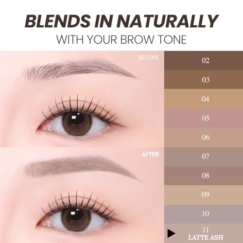 Image of PERIPERA Speedy Skinny Brow Mascara (11 LATTE ASH), Tinted Eyebrow Mascara with Slim Precision Brush, Clump-Free Natural Brows, K Beauty, Korean Makeup