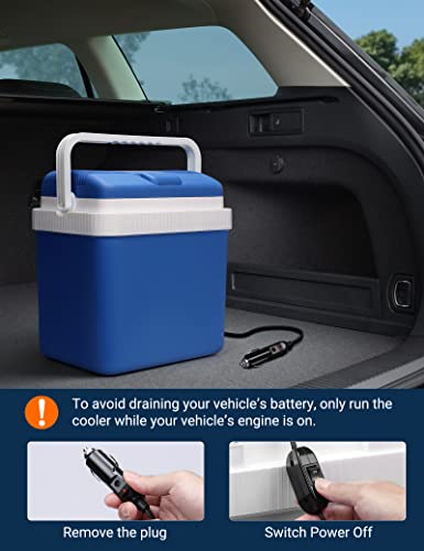 Astroai 12V Car Refrigerator 26 Quarts/ 24 Liter Car Cooler, Portable Thermoelectric Iceless For Car, Rv, Truck, Boat For Camping, Travel, Fishing Outdoor With 2 Ice Packs, Etl Listed (Medium Blue) #TOP6