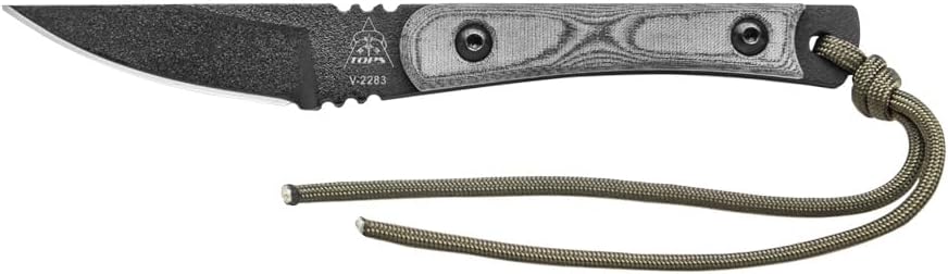 Tops Knives Street Scalpel Full Tang Fixed Blade- Black Traction Coating Blade Finish- Black Kydex Sheath w/Rotating Spring Steel Clip