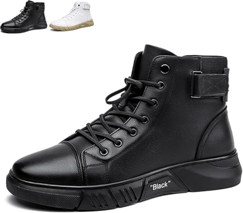 Genuine Leather Orthopedic Boots, Comfortable Non-Slip Shock-Absorbing Side Zipper Ankle Boots, All-Day Walking Wear (Black,7)