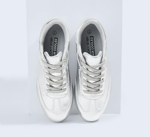 LUCKY STEP Women's Fashion Tennis Sneakers Casual Low Top Retro Lace-up Stylish Travel Lifestyle Trendy Walking Shoes3