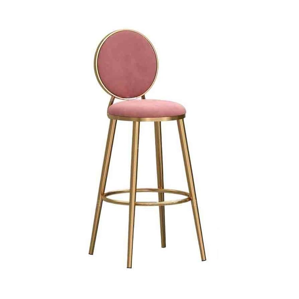 Tabouret de bar haut dossier chaise de bar rose 75 cm pour cuisine et café